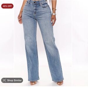 Fashion Nova Be Authentic Slouchy Stretch Straight Leg Jeans - Medium Blue Wash